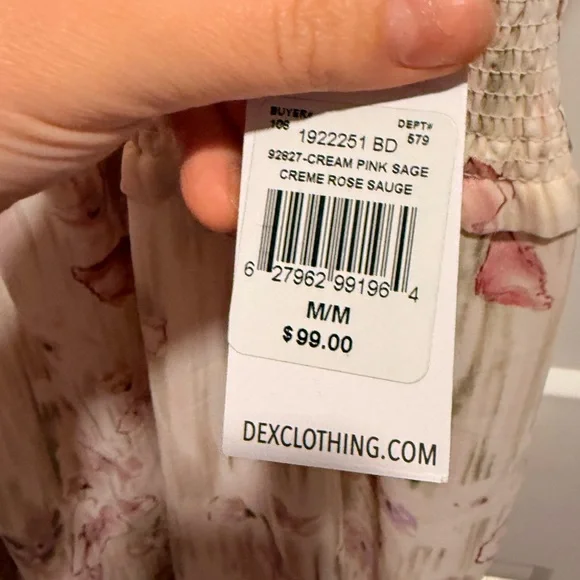 Dex Smocked Square-Neck Floral Midi Dress in Light Pink PTP 16-20” - Picture 4 of 8